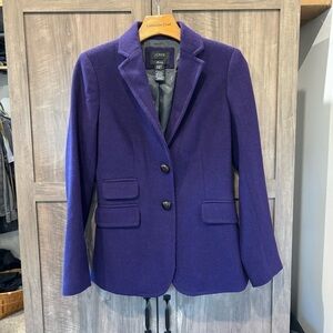 J.Crew size 2 Wool Herringbone Hack-ing Blazer Jacket Dark Purple (flaw)